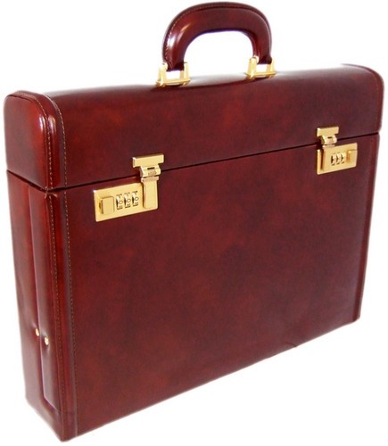 Ghirlandaio Radica Range Collection – Italian Calf Leather Small Travel Desk Attache Briefcase 1