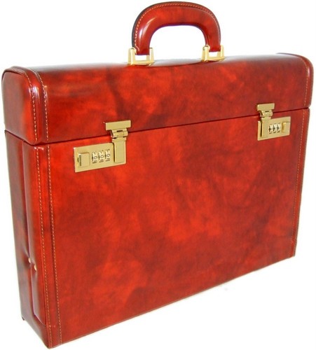 Ghirlandaio Radica Range Collection – Italian Calf Leather Small Travel Desk Attache Briefcase 2
