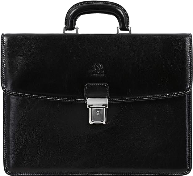 Time Resistance Leather Briefcase black