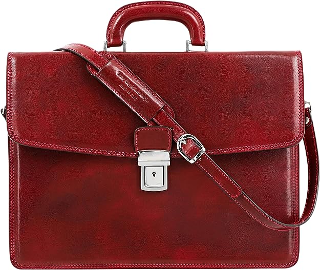 Time Resistance Leather Briefcase red