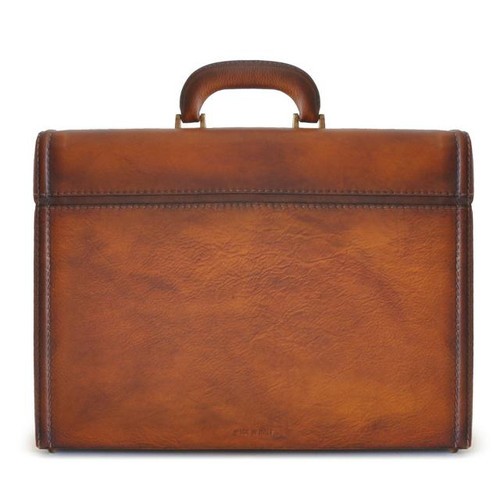 Italian Calf Leather Small Travel Desk Attache Briefcase